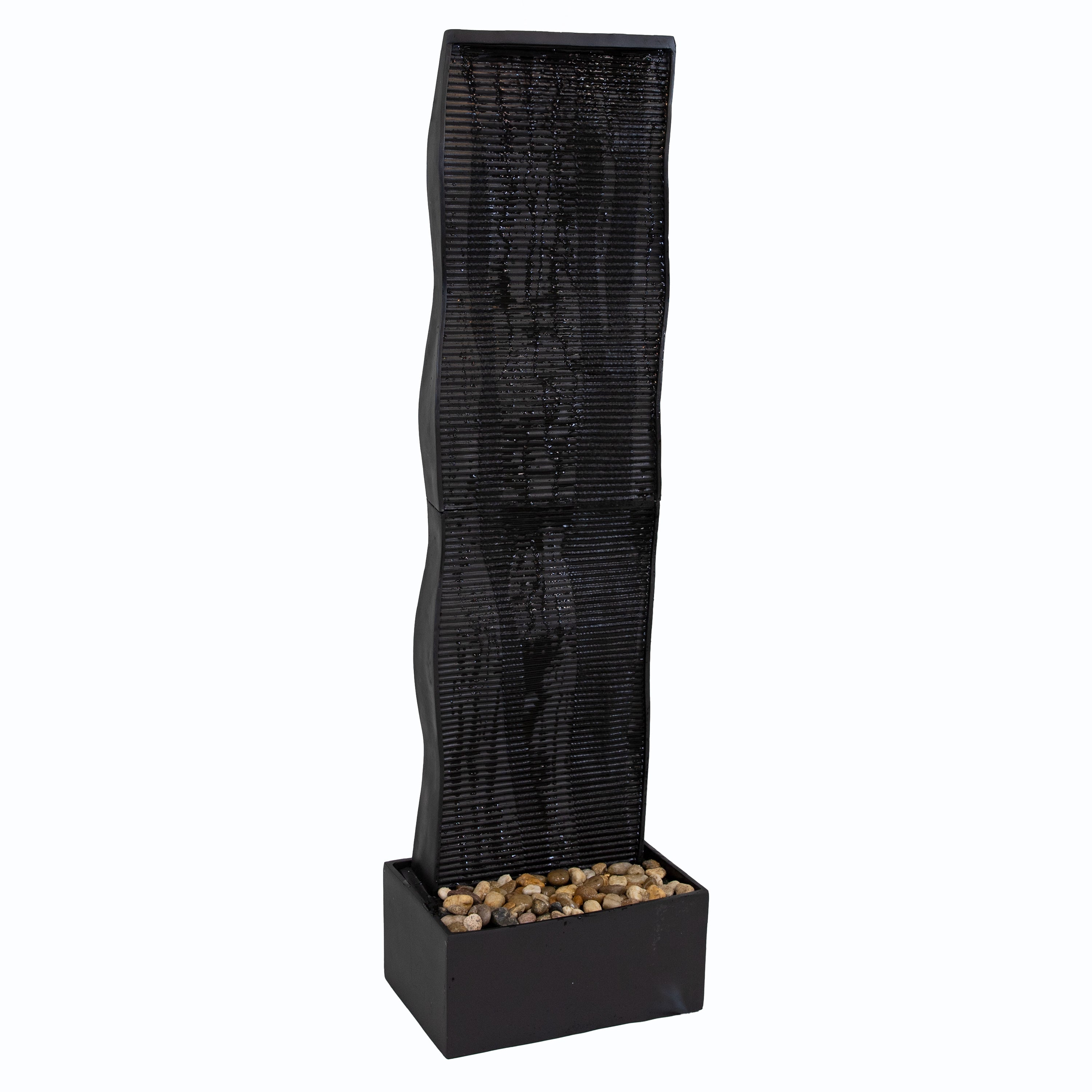 Sunnydaze  56" Curved Ridge Slate Tall Indoor Water Fountain with Light