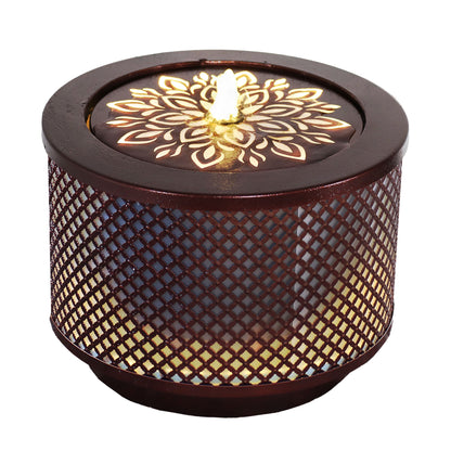 Sunnydaze 11.75" Repeating Diamond Cylinder Iron Outdoor Water Fountain