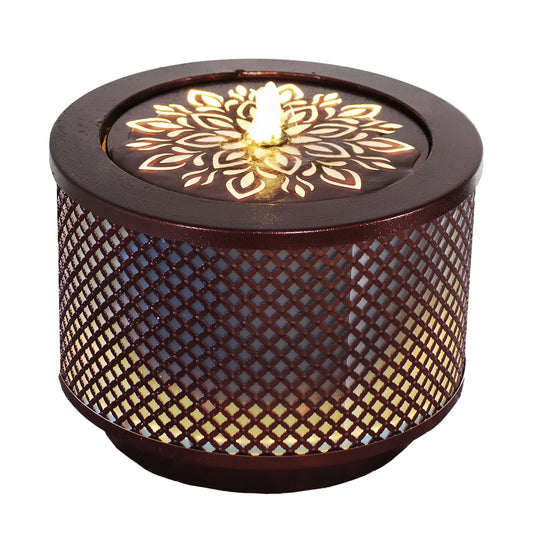 Sunnydaze 11.75" Repeating Diamond Cylinder Iron Outdoor Water Fountain