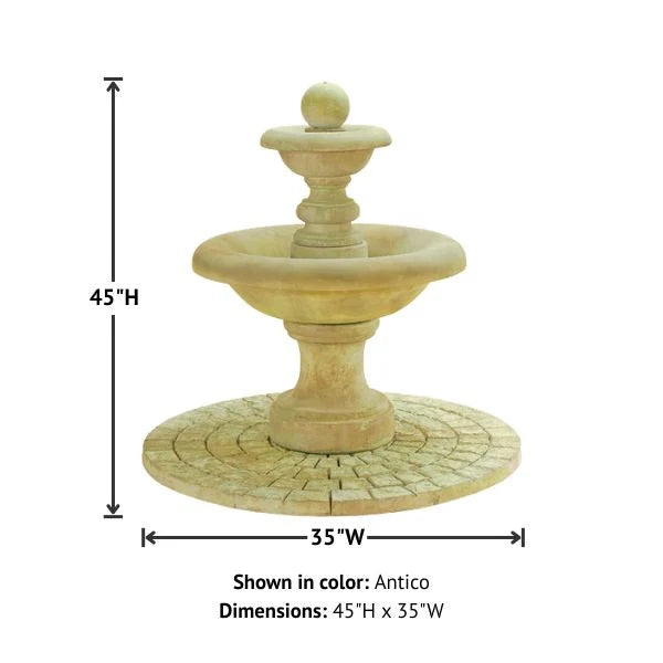 Giannini Garden Villa Santini Two Tier Outdoor Water Fountain with Ball Finial 1451