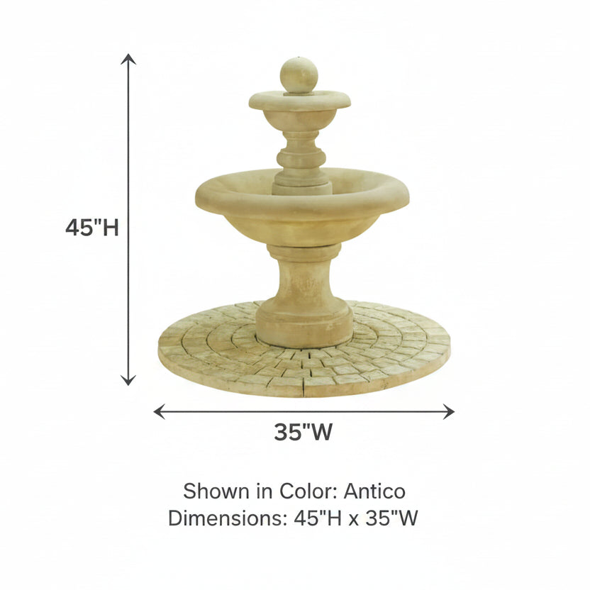 Giannini Garden Villa Santini Two Tier Outdoor Water Fountain with Ball Finial 1451