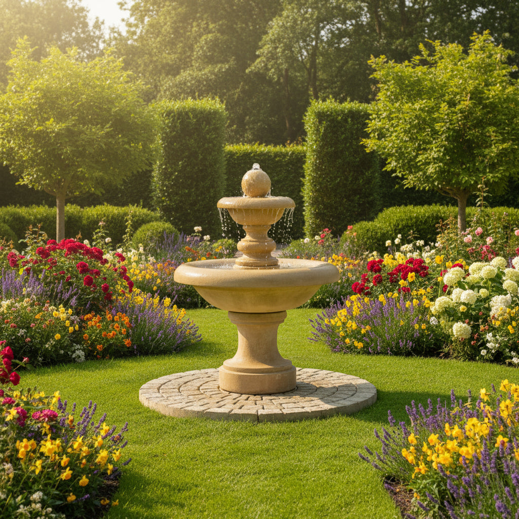 Giannini Garden Villa Santini Two Tier Outdoor Water Fountain with Ball Finial 1451