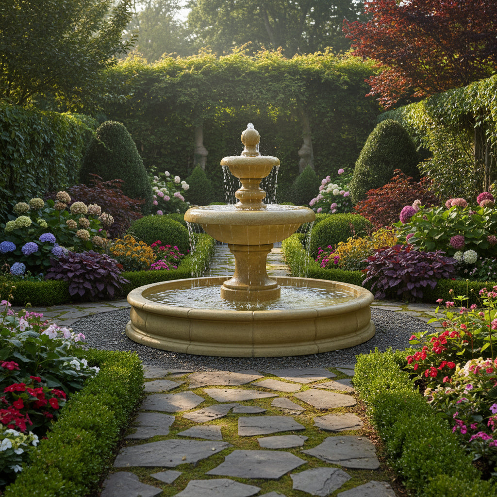 Giannini Garden Villa Santini Short Two Tier Outdoor Pond Fountain 1448