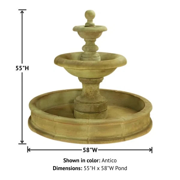 Giannini Garden Villa Santini Short Two Tier Outdoor Pond Fountain 1448