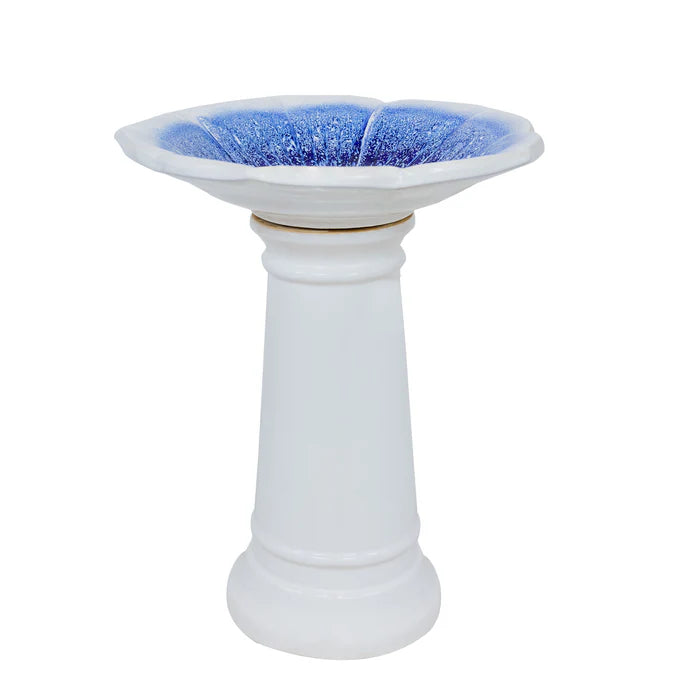 Sunnydaze 23" H Misty Blossom Glazed Ceramic Bird Bath