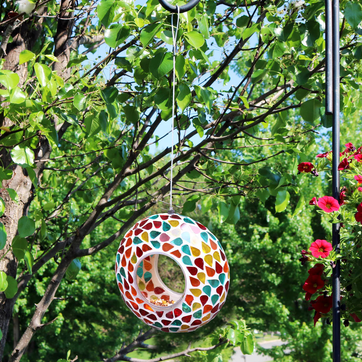 Sunnydaze 6" Mosaic Fly-Through Hanging Bird Feeder