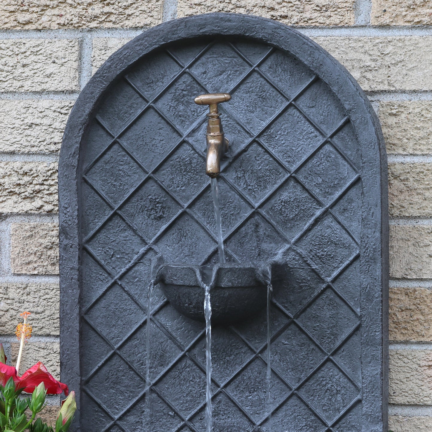 Sunnydaze 26" H Messina Solar Wall Fountain with Battery Backup
