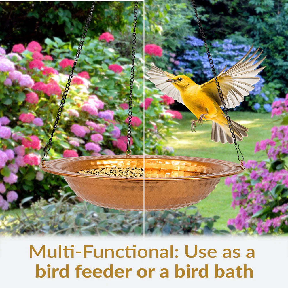 Sunnydaze 12" Diameter Copper Hanging Bird Bath