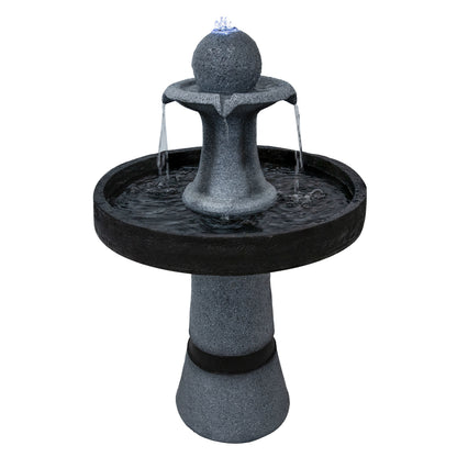 Sunnydaze 29.5" Contemporary 2-Tone Outdoor Water Fountain with Light