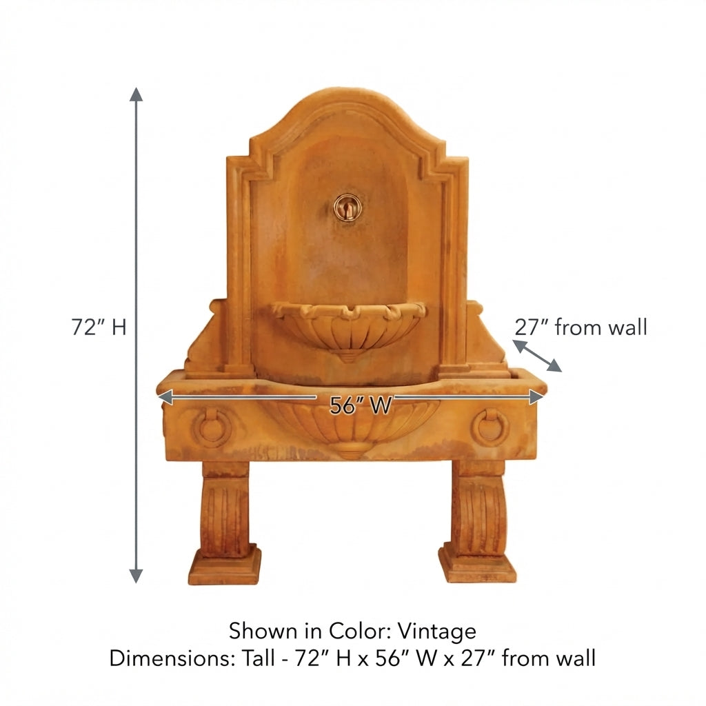 Giannini Garden Anduze Cast Stone Outdoor Garden Wall Fountain with 2 Basins