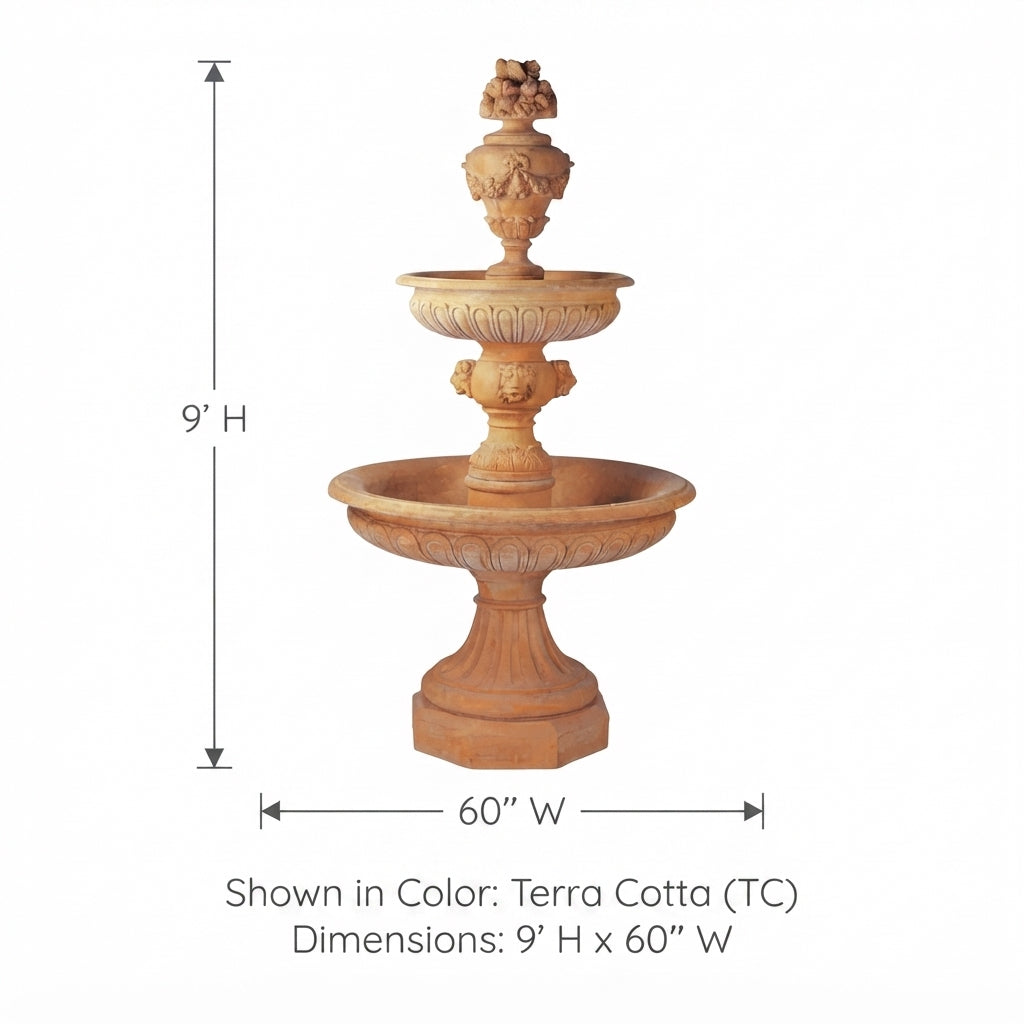 Giannini Garden Windsor Lion Head Cast Stone Outdoor Courtyard Fountain 1034