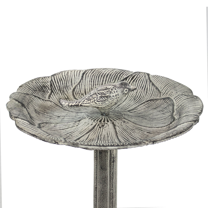 Sunnydaze Bird and Blossom 13" Metal Bird Bath