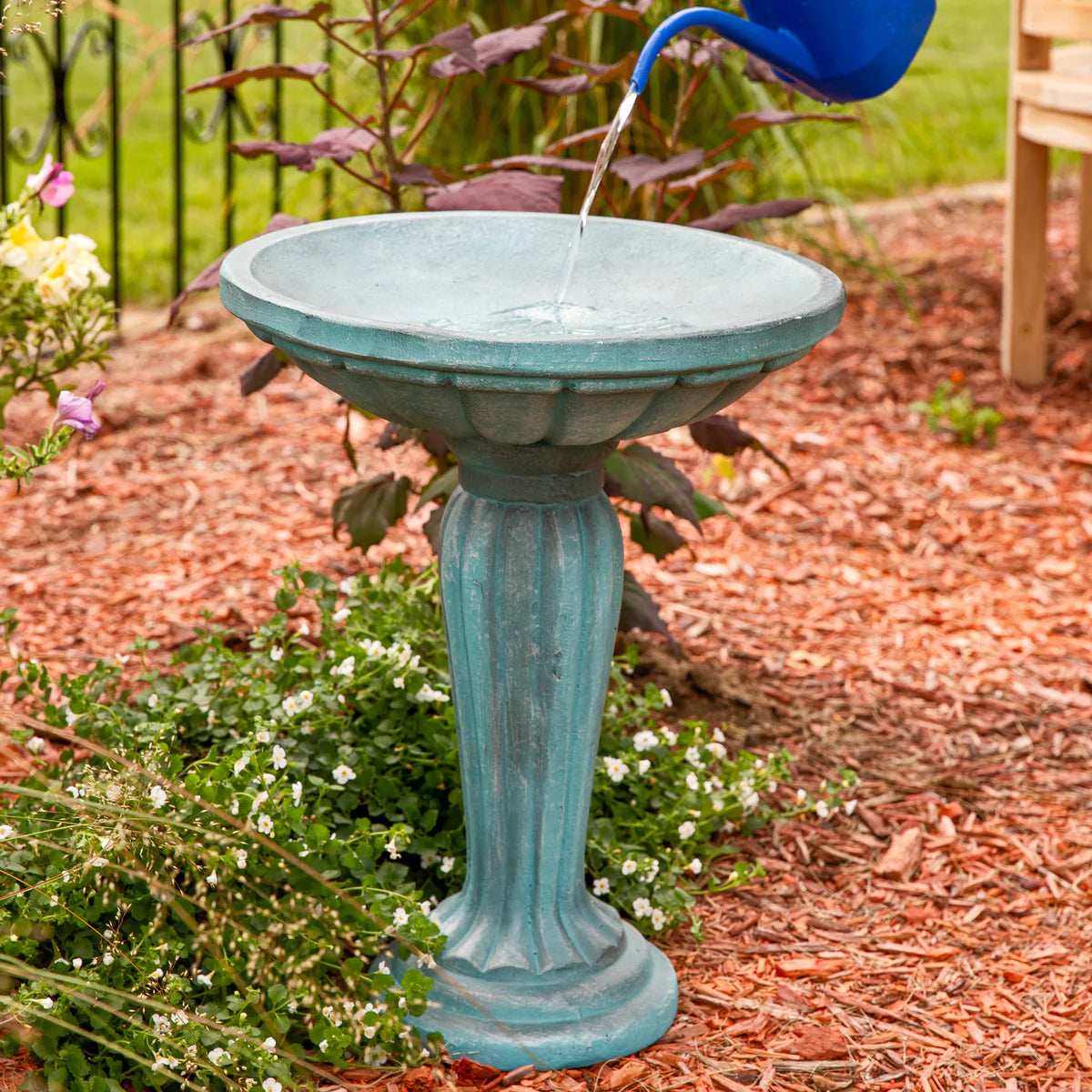 Sunnydaze Grecian Garden 20.25" H Reinforced Concrete Bird Bath