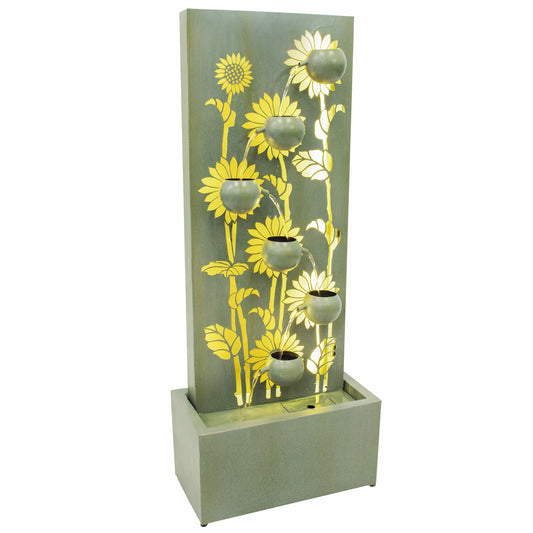 Sunnydaze 48.5" Sunflower Fields Outdoor Water Fountain with Lights