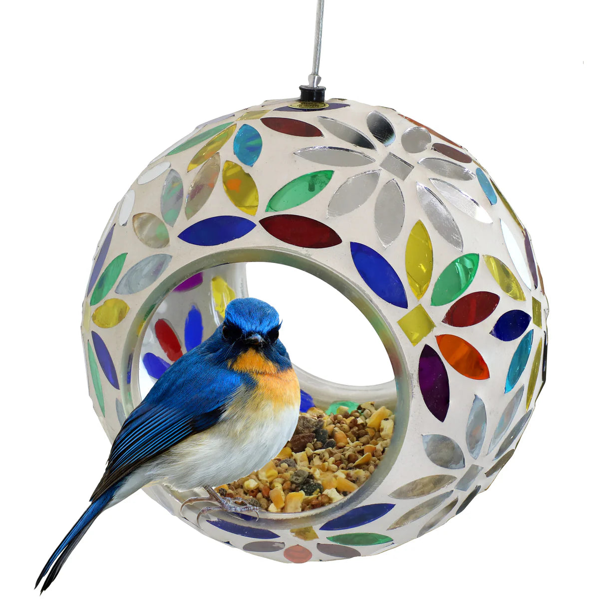 Sunnydaze 6" Mosaic Fly-Through Hanging Bird Feeder