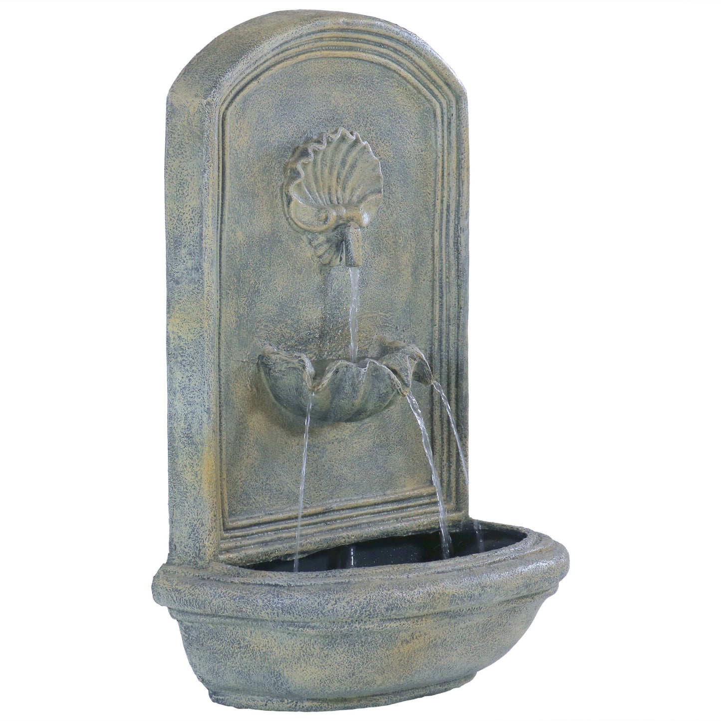 Sunnydaze 27" H Seaside Outdoor Solar Wall Fountain with Battery Backup