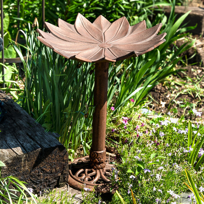 Sunnydaze Garden Lotus 16.5" Metal Bird Bath