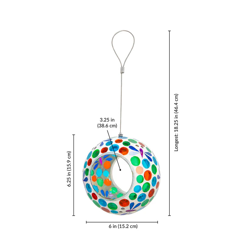 Sunnydaze 6" Mosaic Fly-Through Hanging Bird Feeder