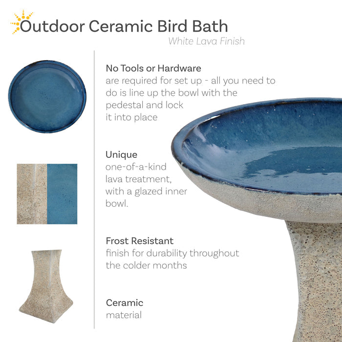 Sunnydaze Nantes 16" H Outdoor Ceramic Bird Bath