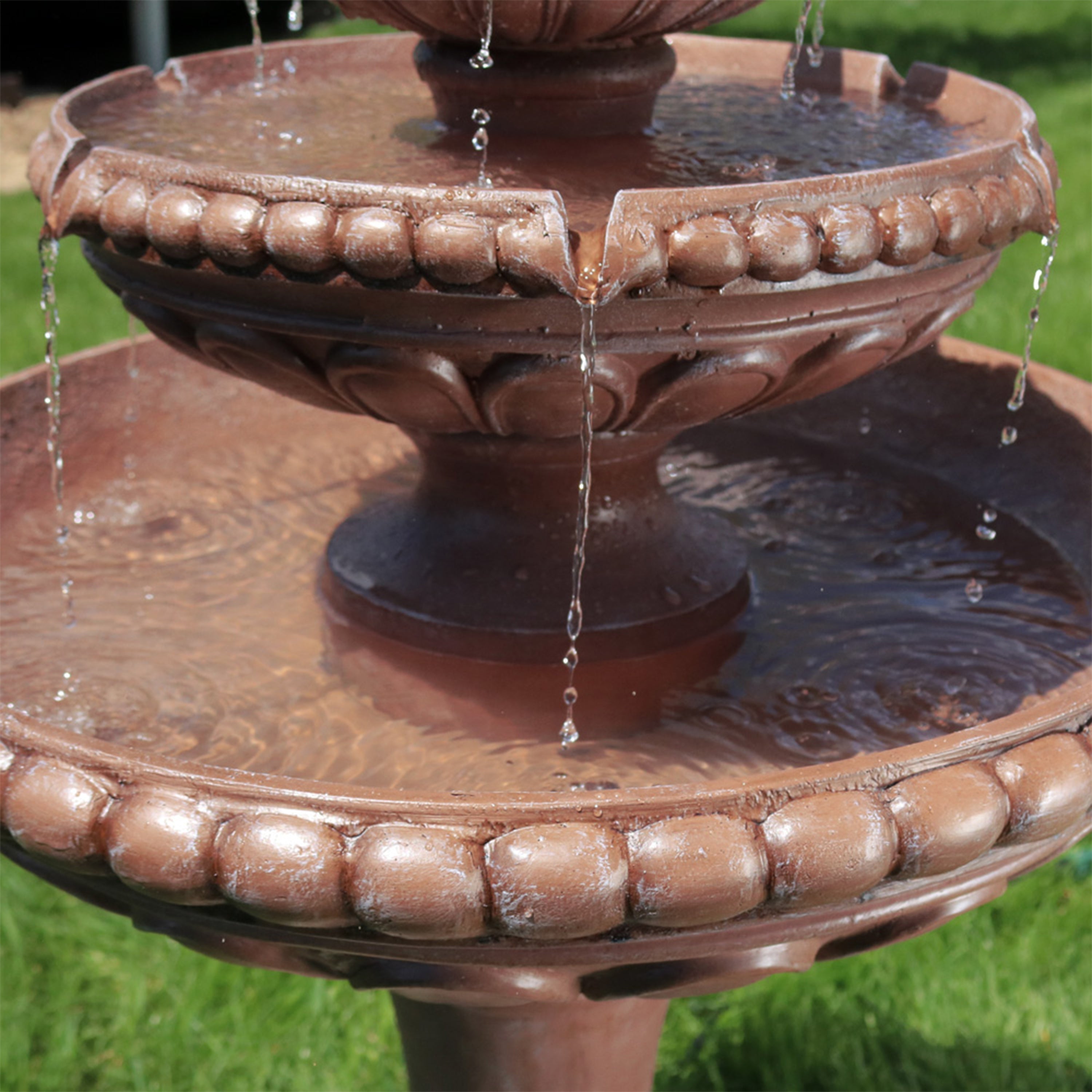 Sunnydaze 43" H 3-Tier Dove Pair Outdoor Water Fountain