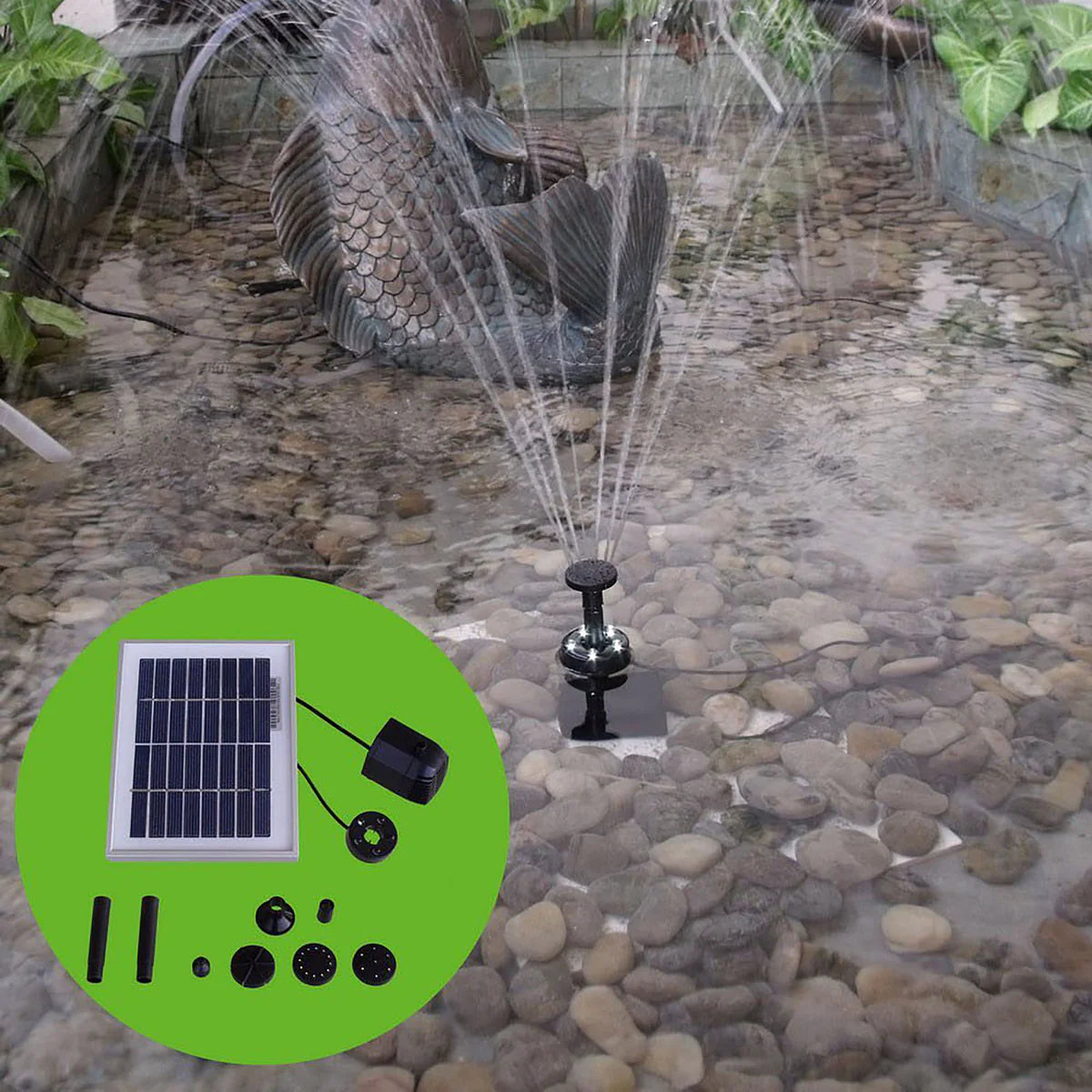 Sunnydaze 65 GPH 36" Head Solar Pump and Panel Kit with Battery Pack SL-P103E -INV