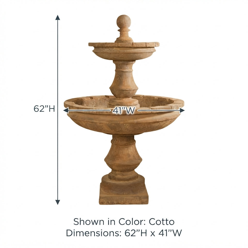 Giannini Garden Montefalco 5ft Tall 2-Tier Cast Stone Outdoor Courtyard Fountain 1607