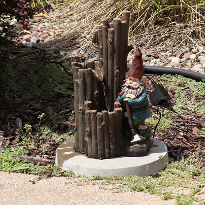 Sunnydaze  17" Resting Gnome Outdoor Water Fountain with LED Light