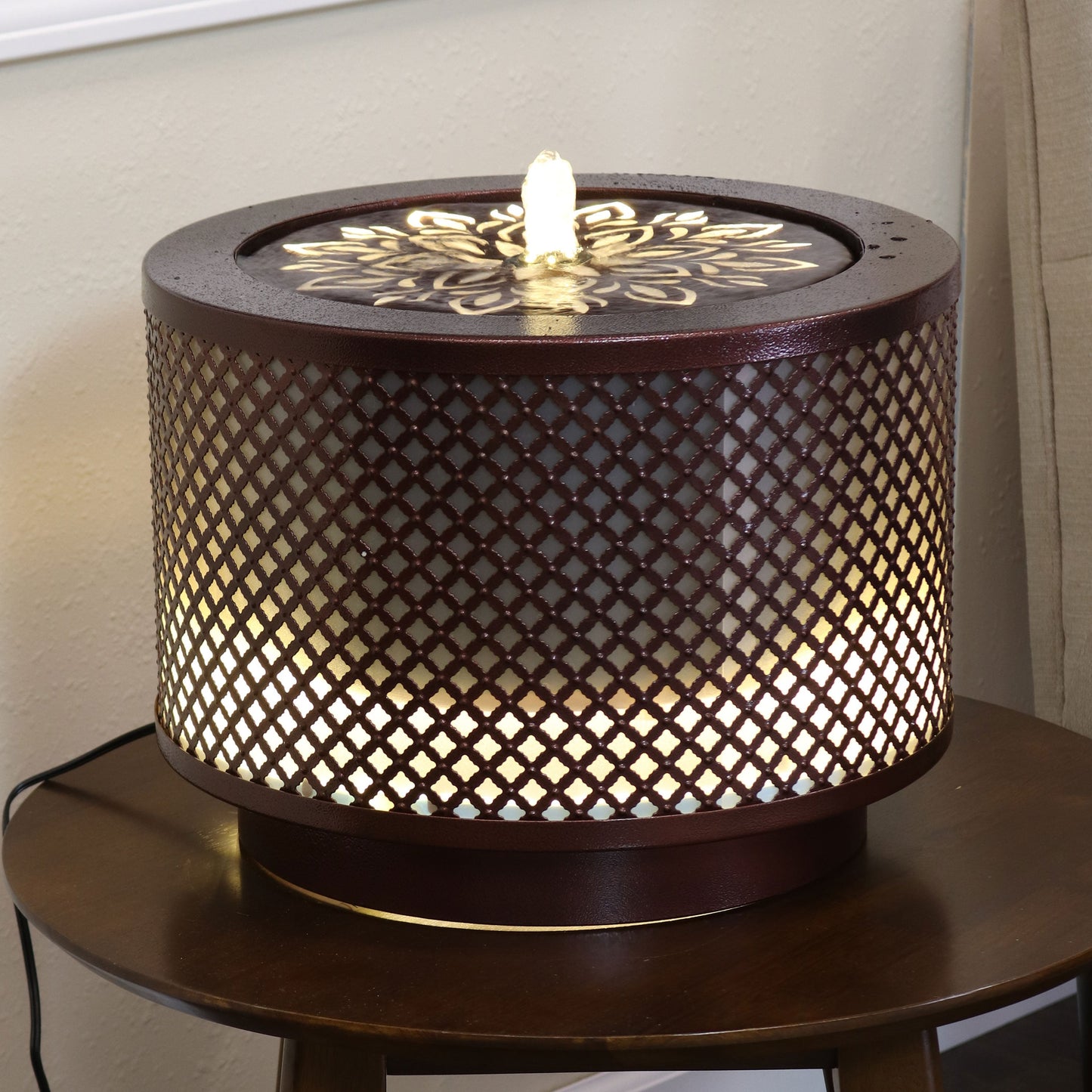 Sunnydaze 11.75" Repeating Diamond Cylinder Iron Outdoor Water Fountain