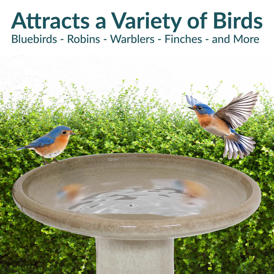 Sunnydaze 18" Glazed Ceramic Outdoor Bird Bath