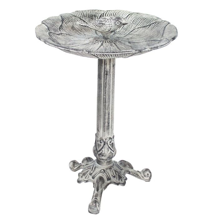 Sunnydaze Bird and Blossom 13" Metal Bird Bath