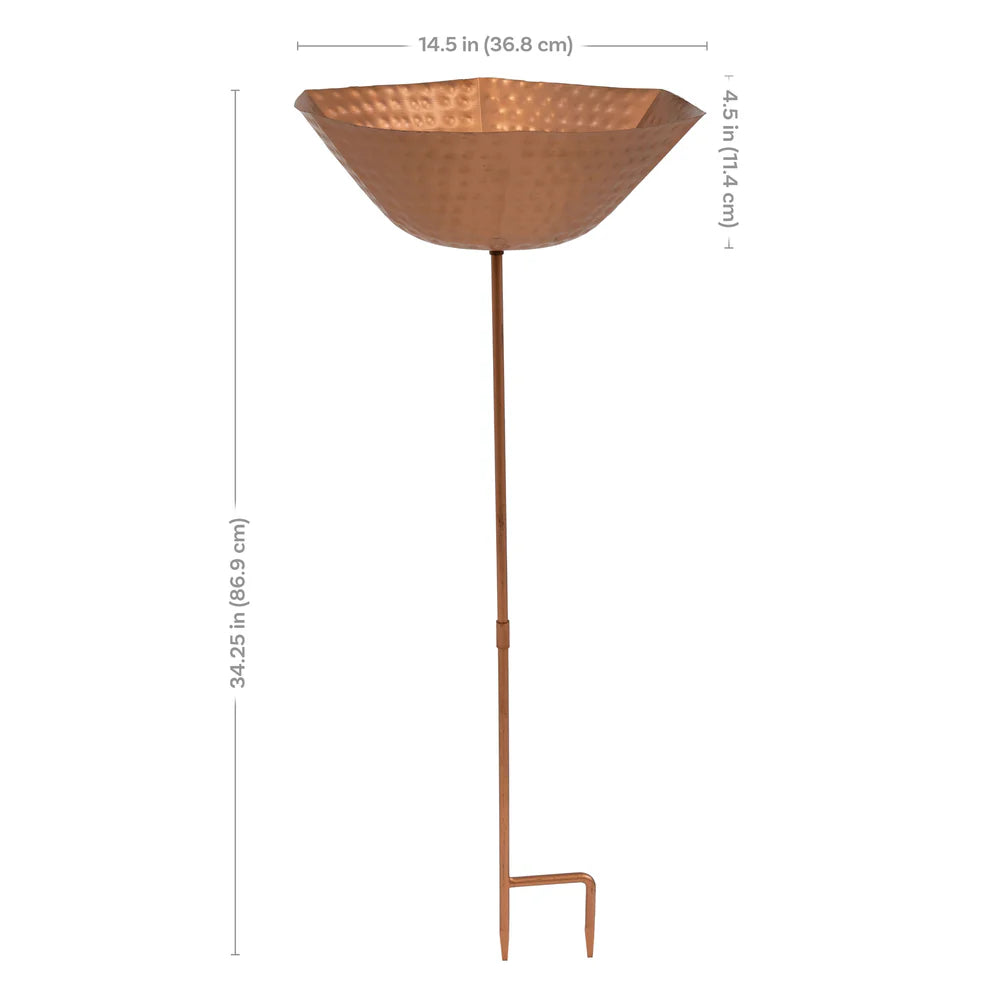 Sunnydaze 34.25" H Staked Copper Bird Bath with UV-Resistant Finish