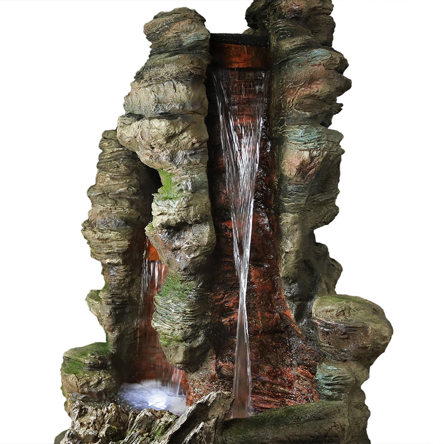 Sunnydaze 61" Flat Rock Summit Large Outdoor Waterfall Fountain with LED Lights
