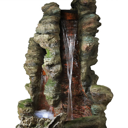 Sunnydaze 61" Flat Rock Summit Large Outdoor Waterfall Fountain with LED Lights
