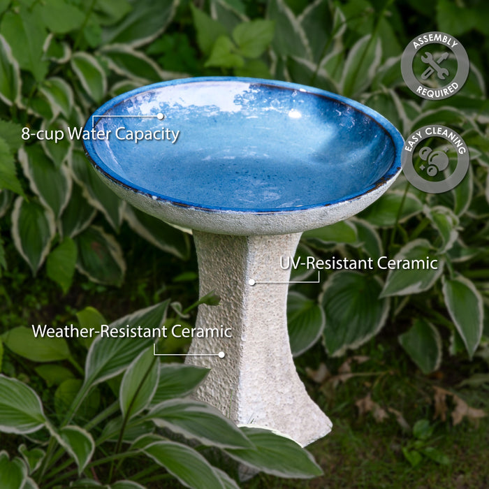 Sunnydaze Nantes 16" H Outdoor Ceramic Bird Bath