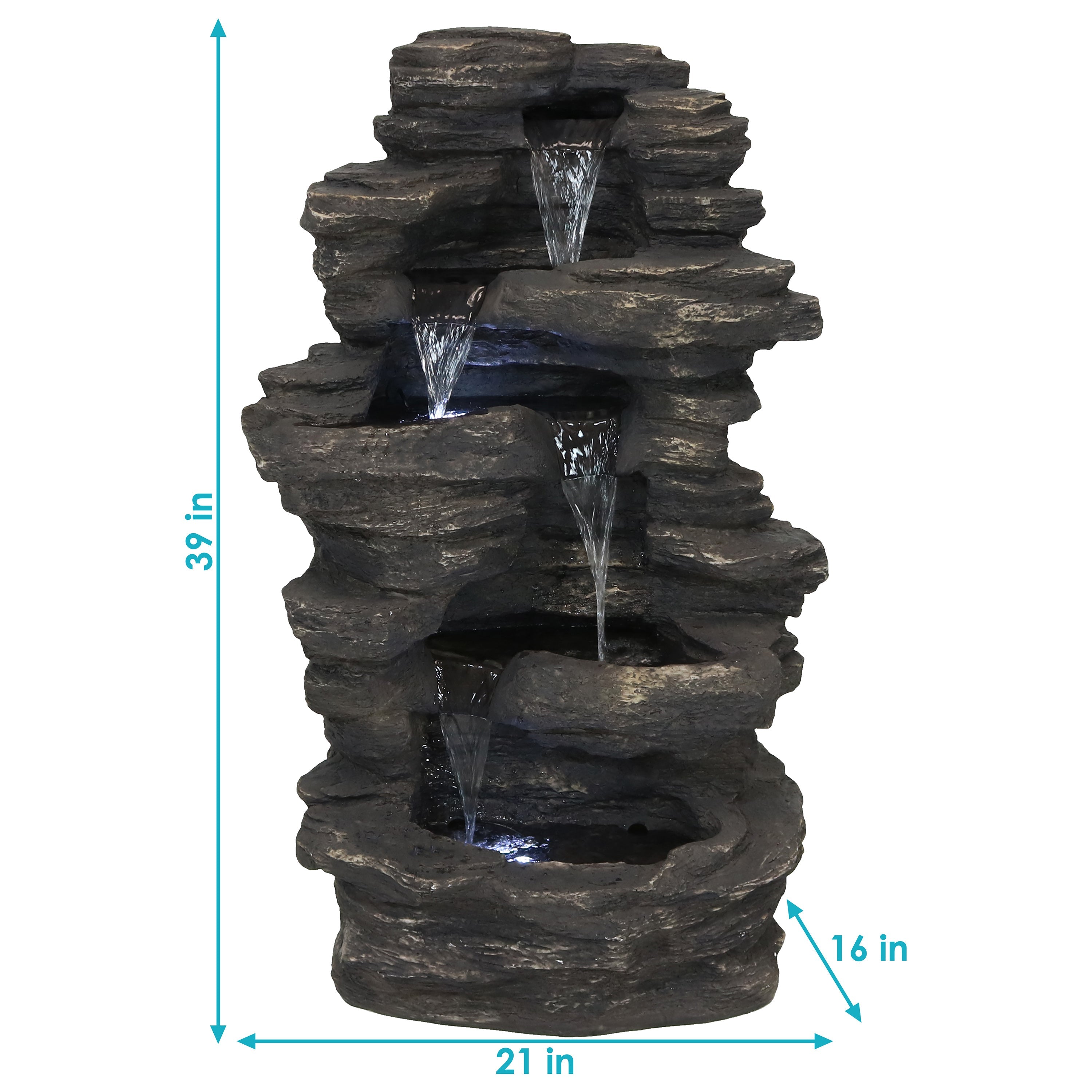 Sunnydaze 39" Rock Falls Electric Waterfall Fountain with LED Lights