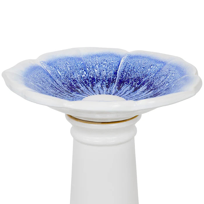 Sunnydaze 23" H Misty Blossom Glazed Ceramic Bird Bath