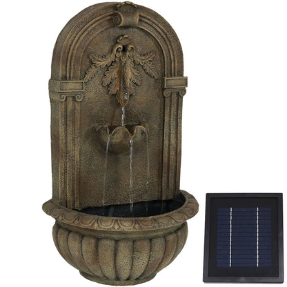 Sunnydaze Florence Solar Outdoor Wall Fountain - Battery Backup