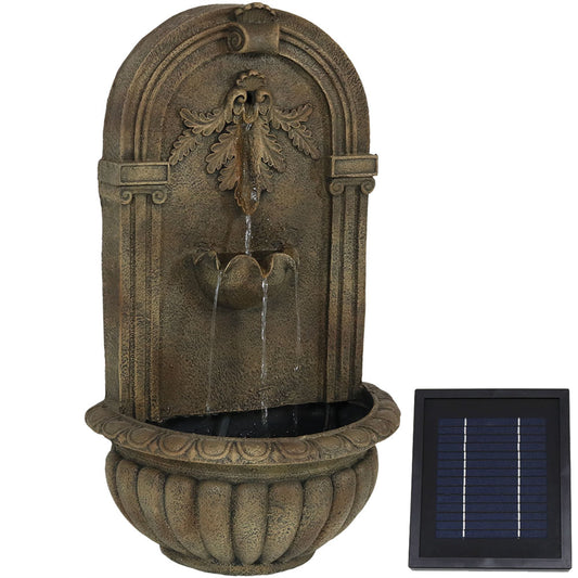 Sunnydaze Florence Solar Outdoor Wall Fountain - Battery Backup