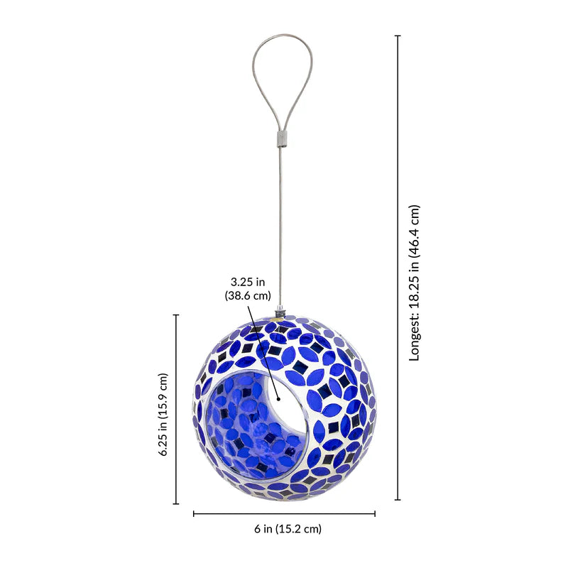 Sunnydaze 6" Mosaic Fly-Through Hanging Bird Feeder