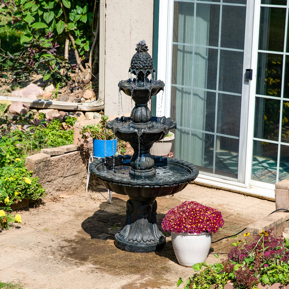 Sunnydaze 57" Welcome 3-Tier Outdoor Water Fountain FC-73018