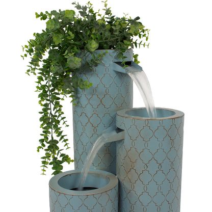 Sunnydaze 27.5" Moroccan Trellis 3-Column Modern Outdoor Water Fountain