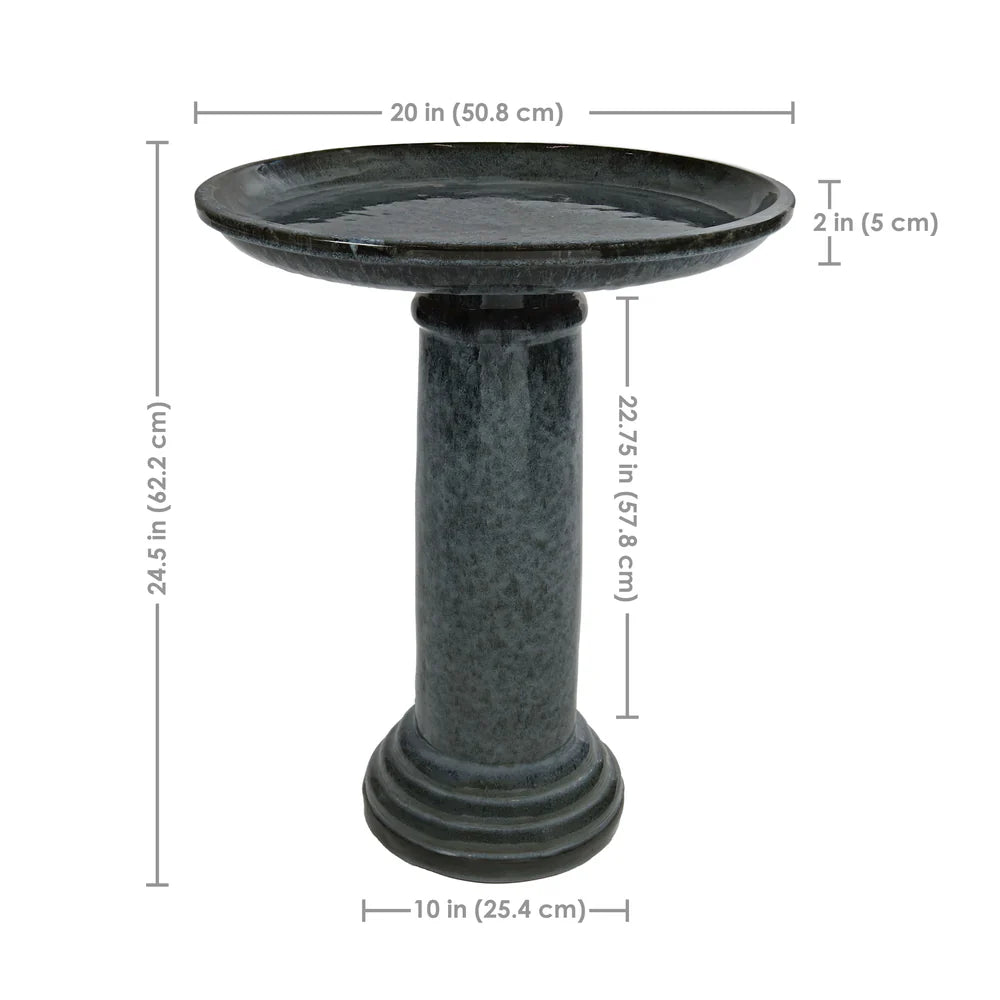 Sunnydaze Toulon 24.5" H Outdoor Ceramic Bird Bath
