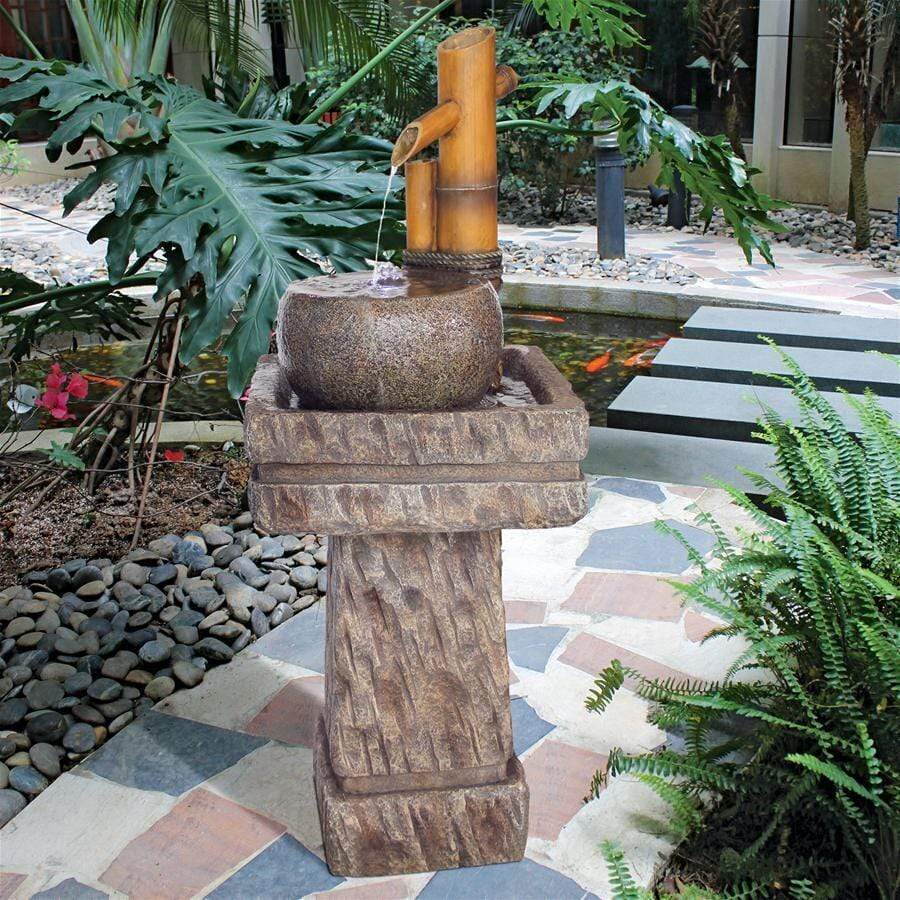 Design Toscano Outdoor Fountains Design Toscano Bamboo Wellspring Pedestal Garden Outdoor Fountain SS12696