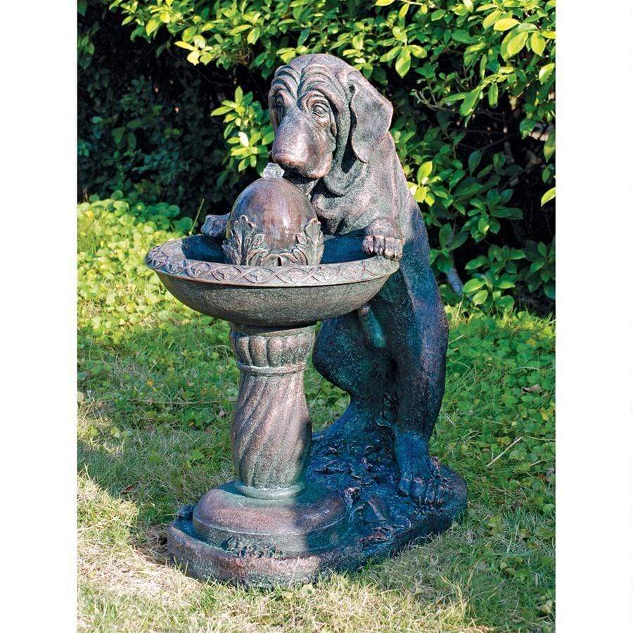 Design Toscano Outdoor Fountains Design Toscano Dog's Refreshing Drink Sculptural Animal Outdoor Fountain SS10795