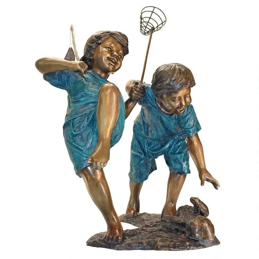 Design Toscano Garden Statues Design Toscano Double Trouble, Fishing Boys Cast Bronze Garden Statue PN7504