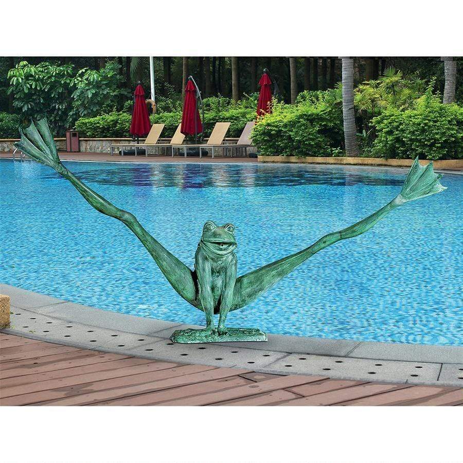 Design Toscano Garden Statues Design Toscano Giant Crazy Legs Leap Frog Bronze Garden Statue PK2295