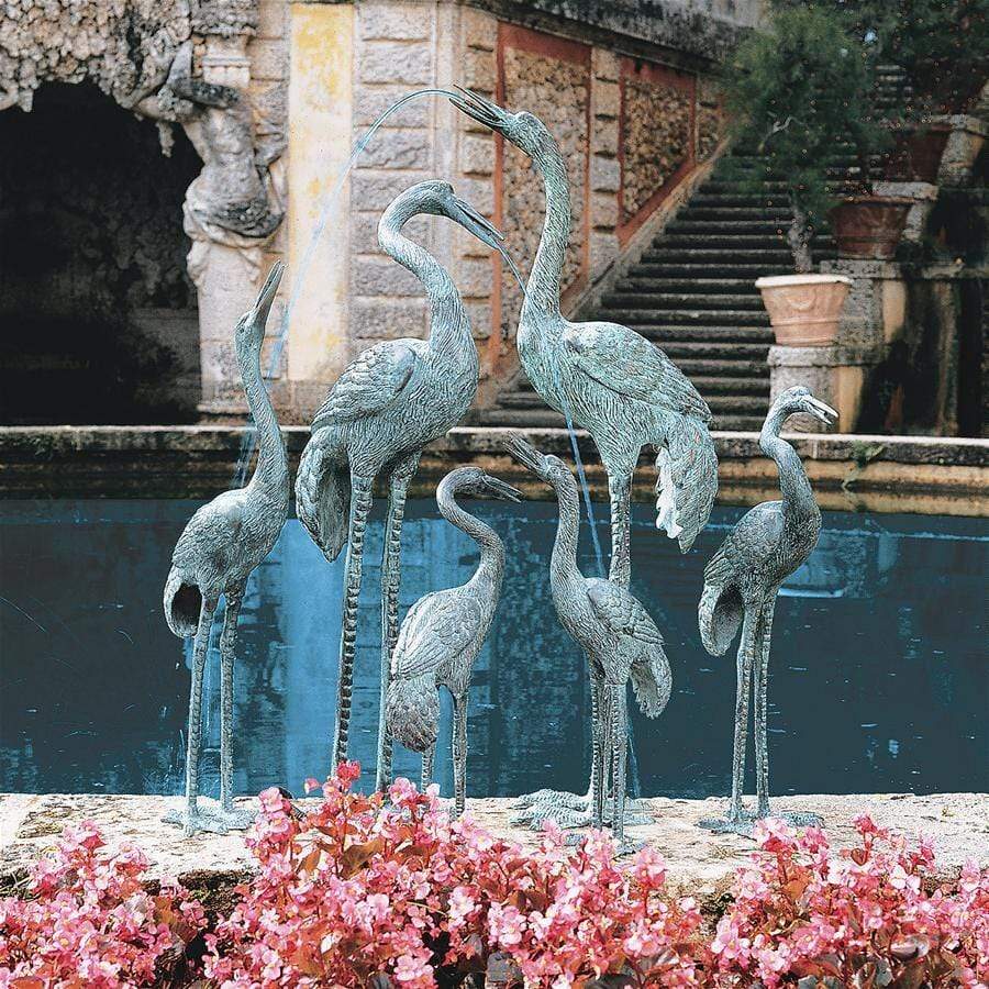 Design Toscano Garden Statues Design Toscano Medium Cranes Cast Bronze Garden Statue Set SU2050