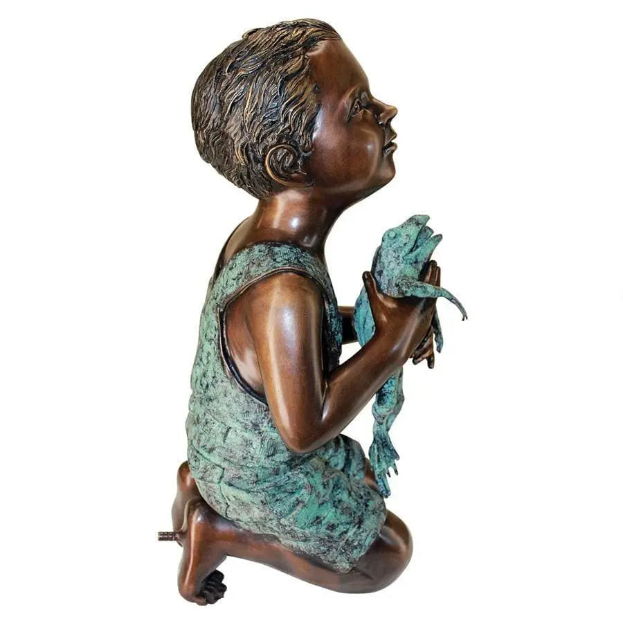 Design Toscano Garden Statues Design Toscano Piped for Water New Friend Boy with Frog Bronze Garden Statue AS26040