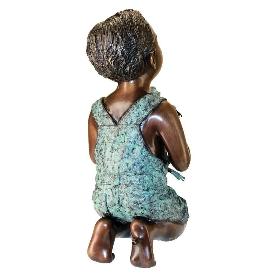Design Toscano Garden Statues Design Toscano Piped for Water New Friend Boy with Frog Bronze Garden Statue AS26040