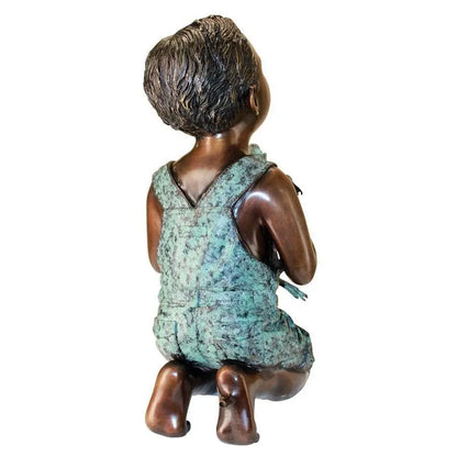 Design Toscano Garden Statues Design Toscano Piped for Water New Friend Boy with Frog Bronze Garden Statue AS26040